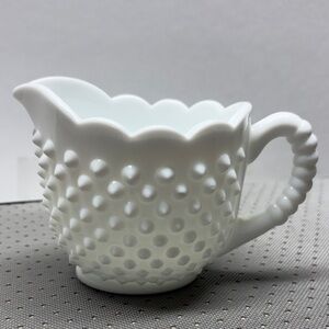 Vintage Elegant White Hobnail Milk Glass Pitcher / Creamer
